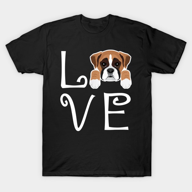 LOVE Boxer Dog Face Funny T-Shirt by Xamgi